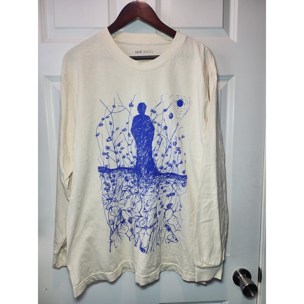 Andre 3000 New Blue Sun Live Tour Long Sleeve Shirt Cream Mens Large 2024